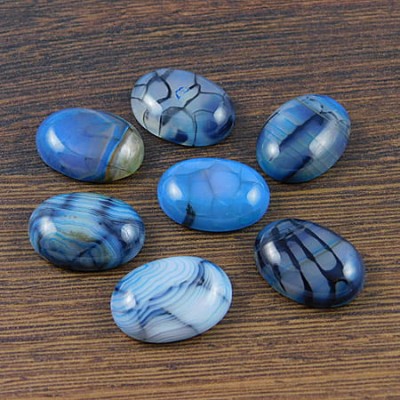 Kaboszon owal agat niebiesko-czarny 20-21x15x6.5mm (1szt)