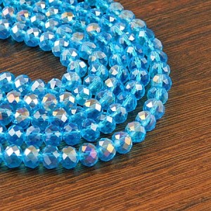 Oponki fasetowane ze szkła 8x6mm niebieskie z połyskiem (20szt)