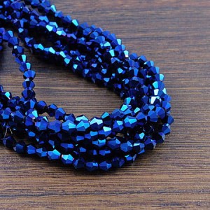 Kryształki bicone ze szkła 3mm niebieskie metaliczne (100szt.)