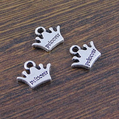 Zawieszka z metalu korona 12x11mm ciemna srebrna (4szt)
