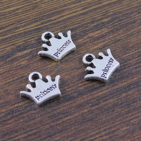 Zawieszka z metalu korona 12x11mm ciemna srebrna (4szt)