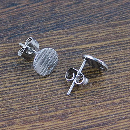 Sztyfty koła pasiaste stal nierdzewna 12x8mm ciemne srebrne (2szt.)