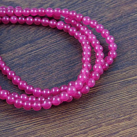 Jadeit kulki 4mm fuksja (10szt.)