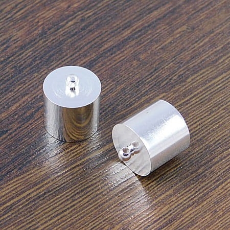 Końcówki do wklejania z metalu 16x14mm, wew. 13.5mm srebrne (2szt.)