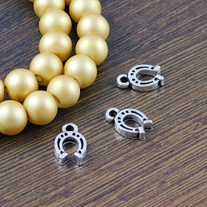 Zawieszka podkowa z metalu 11.5x7mm ciemna srebrna (6szt.)