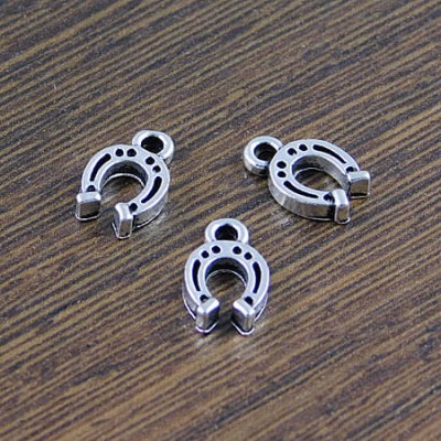 Zawieszka podkowa z metalu 11.5x7mm ciemna srebrna (6szt.)