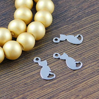 Zawieszka kotek stal nierdzewna 13.5x5.5mm ciemna srebrna (2szt)