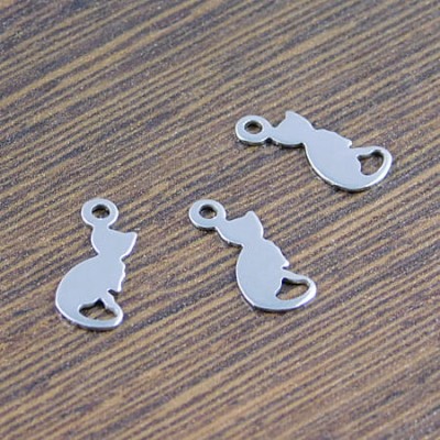 Zawieszka kotek stal nierdzewna 13.5x5.5mm ciemna srebrna (2szt)