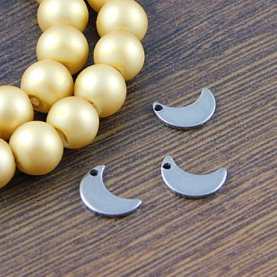 Zawieszka księżyc stal nierdzewna 10x7mm ciemna srebrna (2szt.)