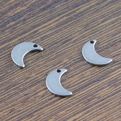 Zawieszka księżyc stal nierdzewna 10x7mm ciemna srebrna (2szt.)