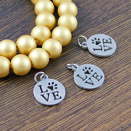 Zawieszka love stal nierdzewna 14x12mm ciemna srebrna (1szt.)