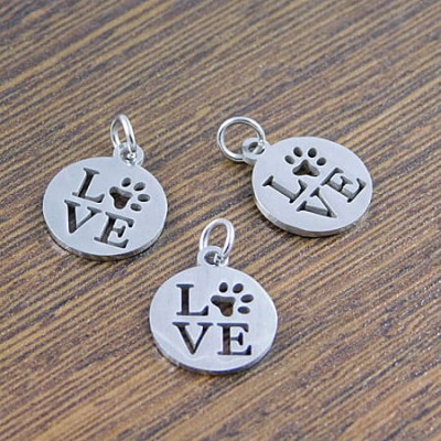 Zawieszka love stal nierdzewna 14x12mm ciemna srebrna (1szt.)