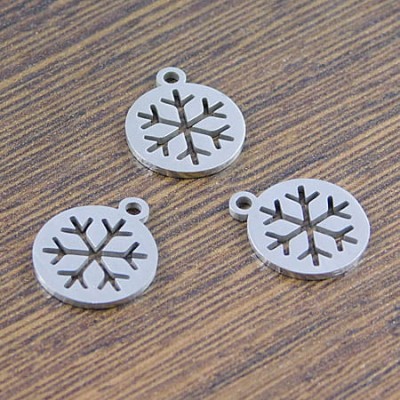 Zawieszka śnieżynka stal nierdzewna 14x12mm ciemna srebrna (1szt)
