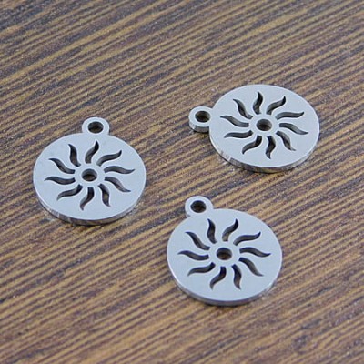 Zawieszka słońce stal nierdzewna 14x12mm ciemna srebrna (1szt.)