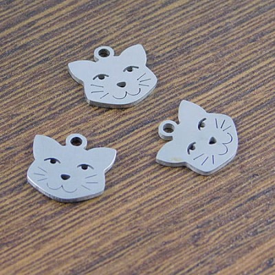Zawieszka kotek stal nierdzewna 12x12mm ciemna srebrna (1szt.)