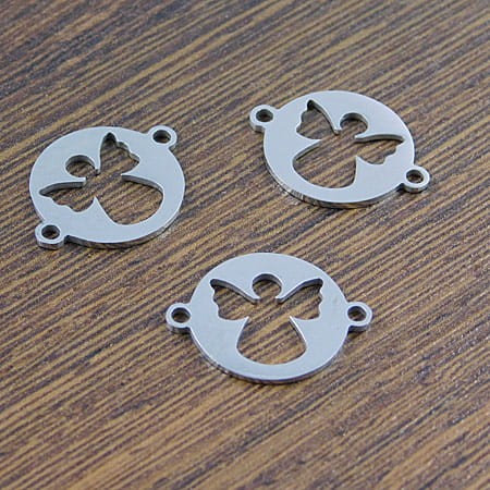 Zawieszka/łącznik aniołek stal nierdzewna 20x15.5mm ciemna srebrna (1szt)