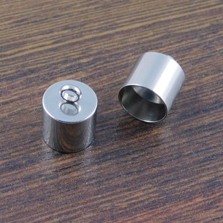 Końcówki do wklejania stal chirurgiczna 14x11mm wew. 10mm ciemne srebrne (2szt)