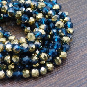 Oponki fasetowane ze szkła 6x4.5mm morsko-złote metaliczne (20szt.)