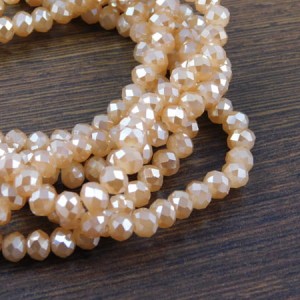 Oponki fasetowane ze szkła 6x4.5mm biszkoptowe z połsykiem (20szt.)