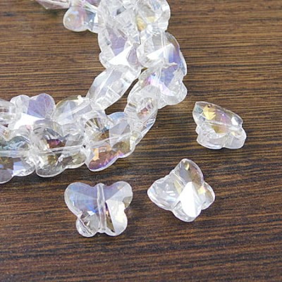 Motylki szlifowane ze szkła 15x12mm przezroczyste AB (2szt.)