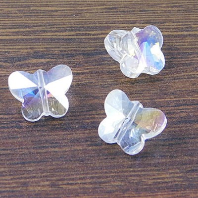 Motylki szlifowane ze szkła 15x12mm przezroczyste AB (2szt.)
