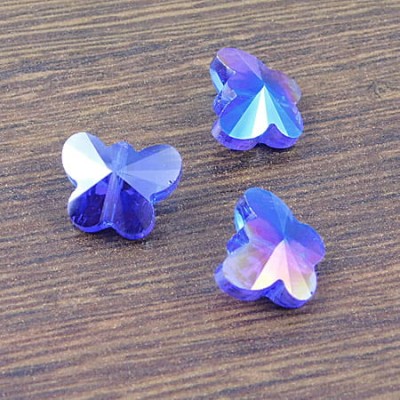 Motylki szlifowane ze szkła 15x12mm szafirowe AB (2szt.)