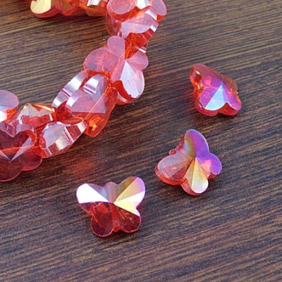 Motylki szlifowane ze szkła 15x12mm czerwone AB (2szt)