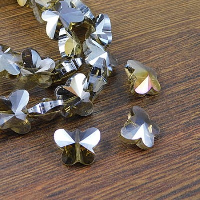 Motylki szlifowane ze szkła 15x12mm brązowe AB (2szt)