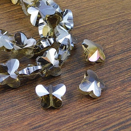 Motylki szlifowane ze szkła 15x12mm brązowe AB (2szt)