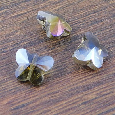 Motylki szlifowane ze szkła 15x12mm brązowe AB (2szt)