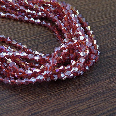 Kryształki ze szkła 4mm ciemno czerwone AB (80szt.)