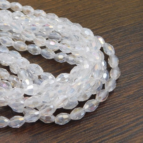Oliwki fasetowane ze szkła 8.5x6mm przezroczyste AB (15szt.)
