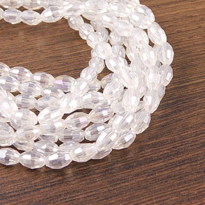 Oliwki fasetowane ze szkła 8.5x6mm przezroczyste AB (15szt.)