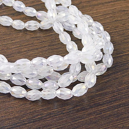 Oliwki szlifowane ze szkła 8.5x6mm przezroczyste z połyskiem (6szt)