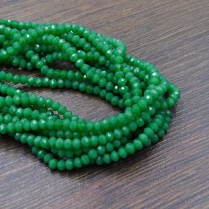 Oponki fasetowane ze szkła 3.5x2.5mm zielone (125szt.)