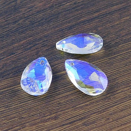 Zawieszka łezka ze szkła 16x9mm przezroczysta z połyskiem (1szt.)