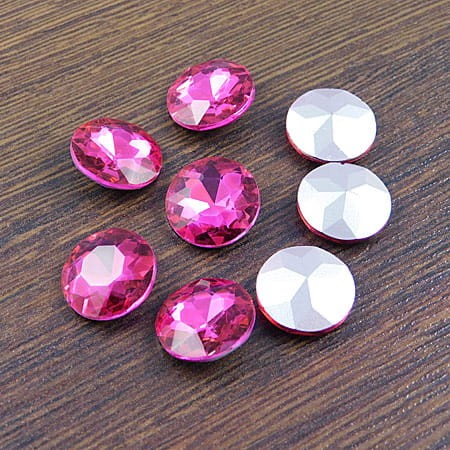 Kaboszon koło fasetowane ze szkła 14x5.5mm mocny róż (2szt)