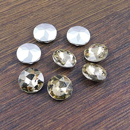 Kaboszon koło fasetowane ze szkła 12x5.5mm złote (2szt.)