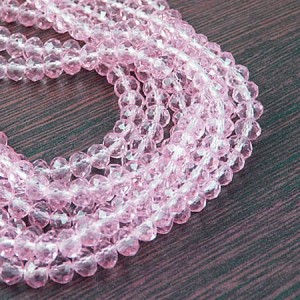 Oponki fasetowane ze szkła 6x4mm różowe (20szt.)