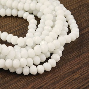 Oponki fasetowane ze szkła 6x4mm białe (20szt.)