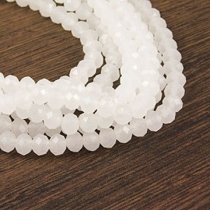 Oponki fasetowane ze szkła 6x4mm białe mleczne (20szt.)