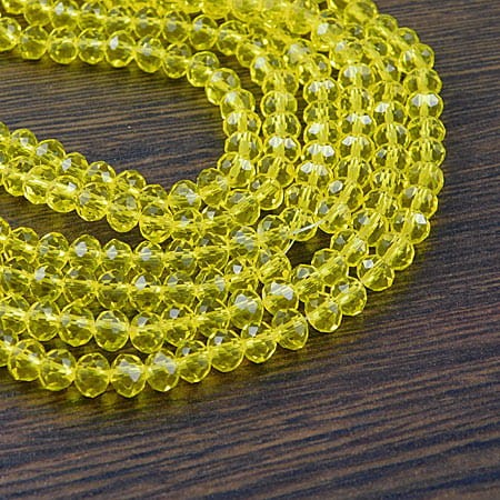 Oponki fasetowane ze szkła 6x4mm żółte przezroczyste (20szt)
