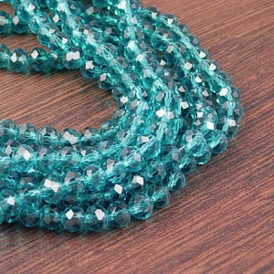 Oponki fasetowane ze szkła 6x4mm morskie z połyskiem (20szt.)