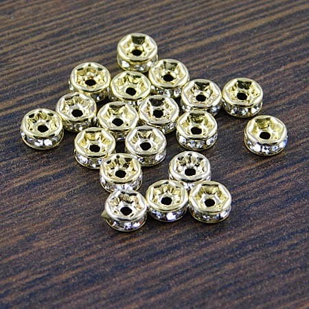 Przekładka z metalu z cyrkoniami 5x2.5mm złoto-przezroczysta (10szt.)