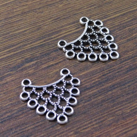 Zawieszka ażur baza kolczyka z metalu 23x23mm ciemna srebrna (2szt)