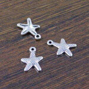 Zawieszka rozgwiazda z metalu 15.5x12mm ciemna srebrna (6szt)