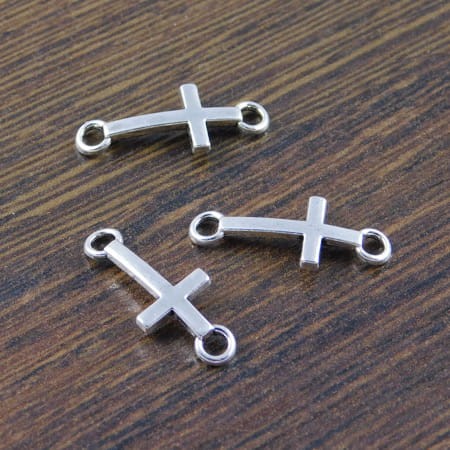 Łącznik krzyżyk z metalu 20x8mm ciemno srebrny (4szt)
