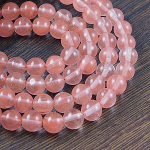 Kwarc wiśniowy kulki gładkie 8mm (4szt.)