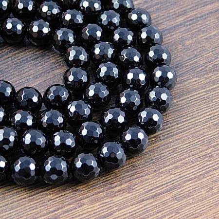 Onyx czarny kulki fasetowane 8mm (4szt.)