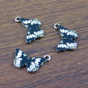 Zawieszka motyl z metalu i emalii 20x13mm czarna (1szt.)